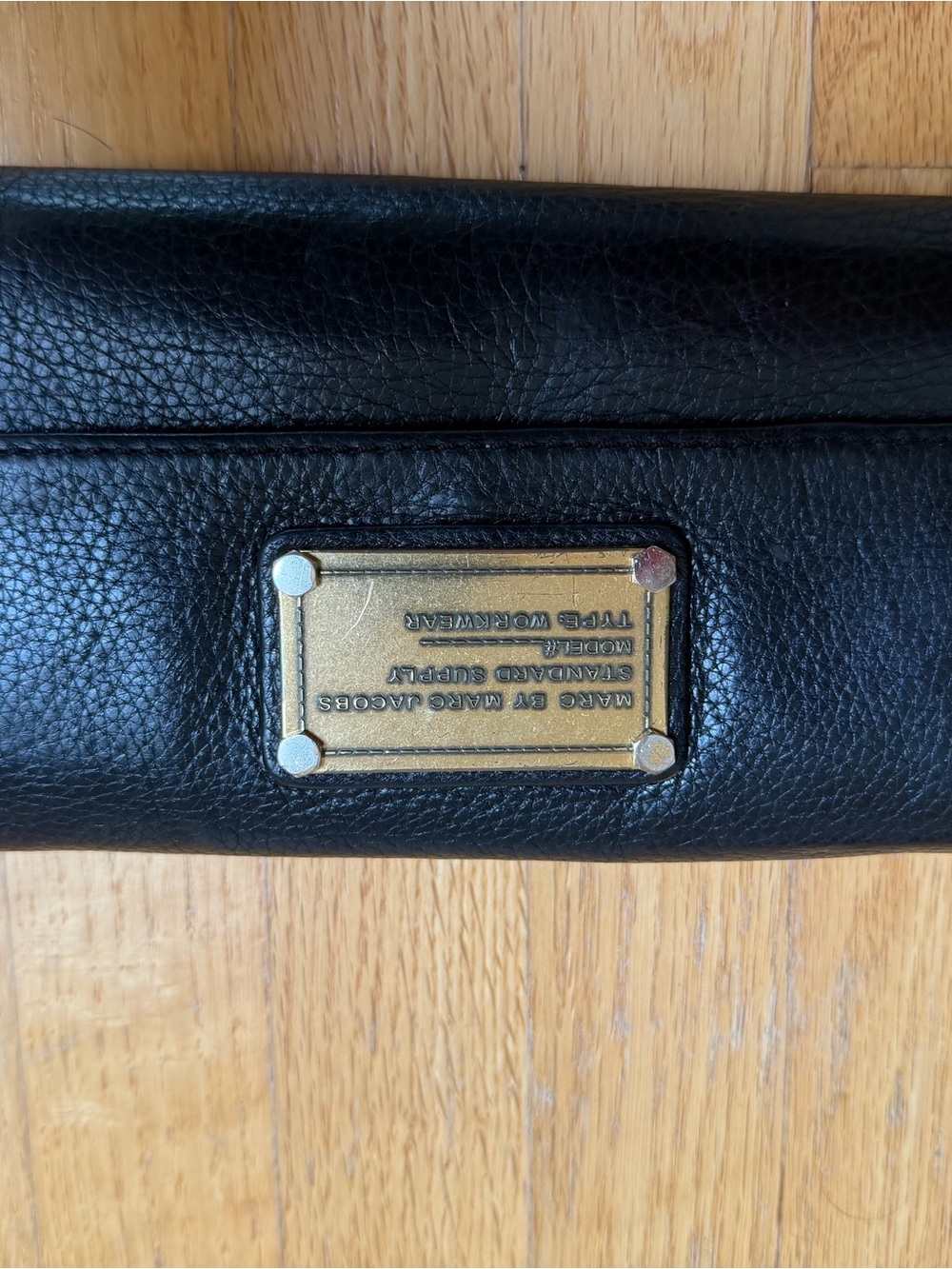 Marc by Marc Jacobs Black Leather Wallet with Gold Plaque